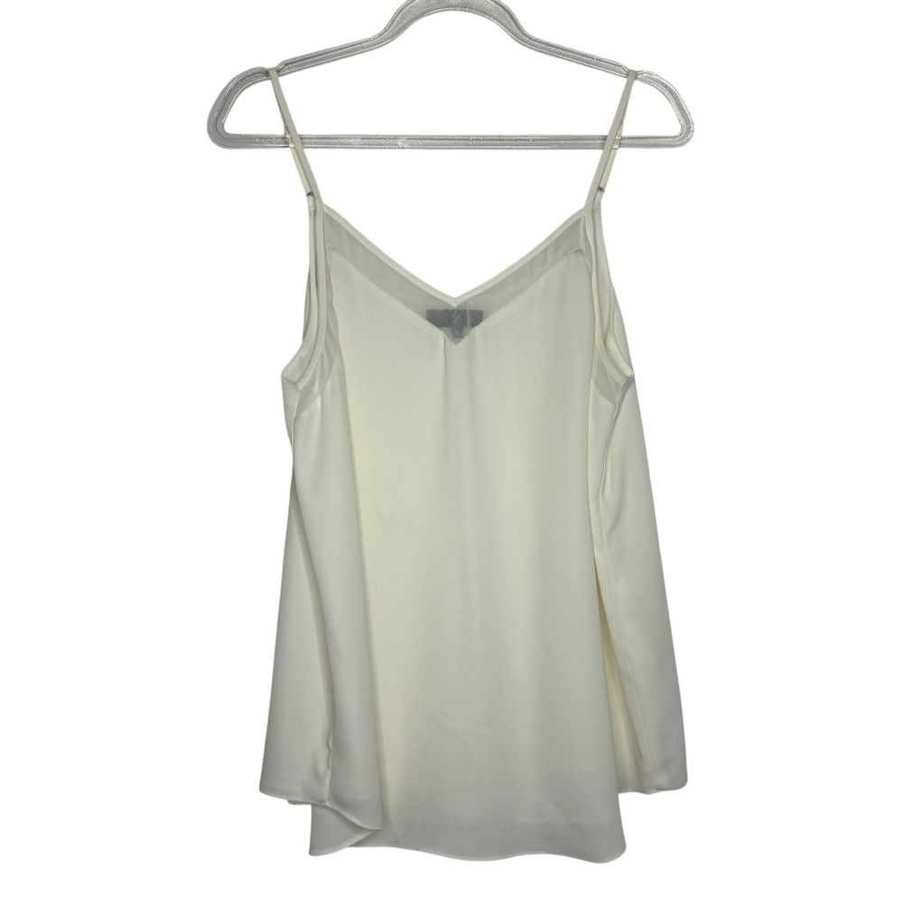 1.STATE Women Small Camisole Ivory White Double Layer V-Neck Adjustable Strap
